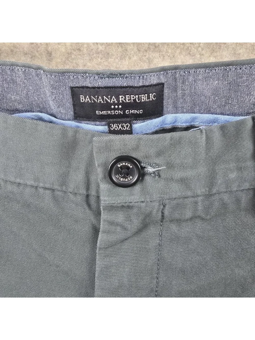 Banana Republic Emerson Chino Pants 36x32 Green Cotton Mens